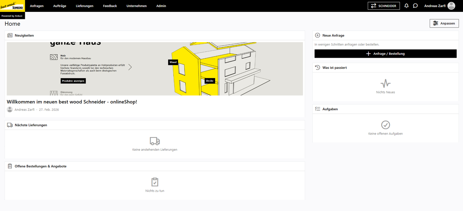 best wood Schneider onlineShop – Kundenshop im eigenen Branding, betrieben mit Arduvi